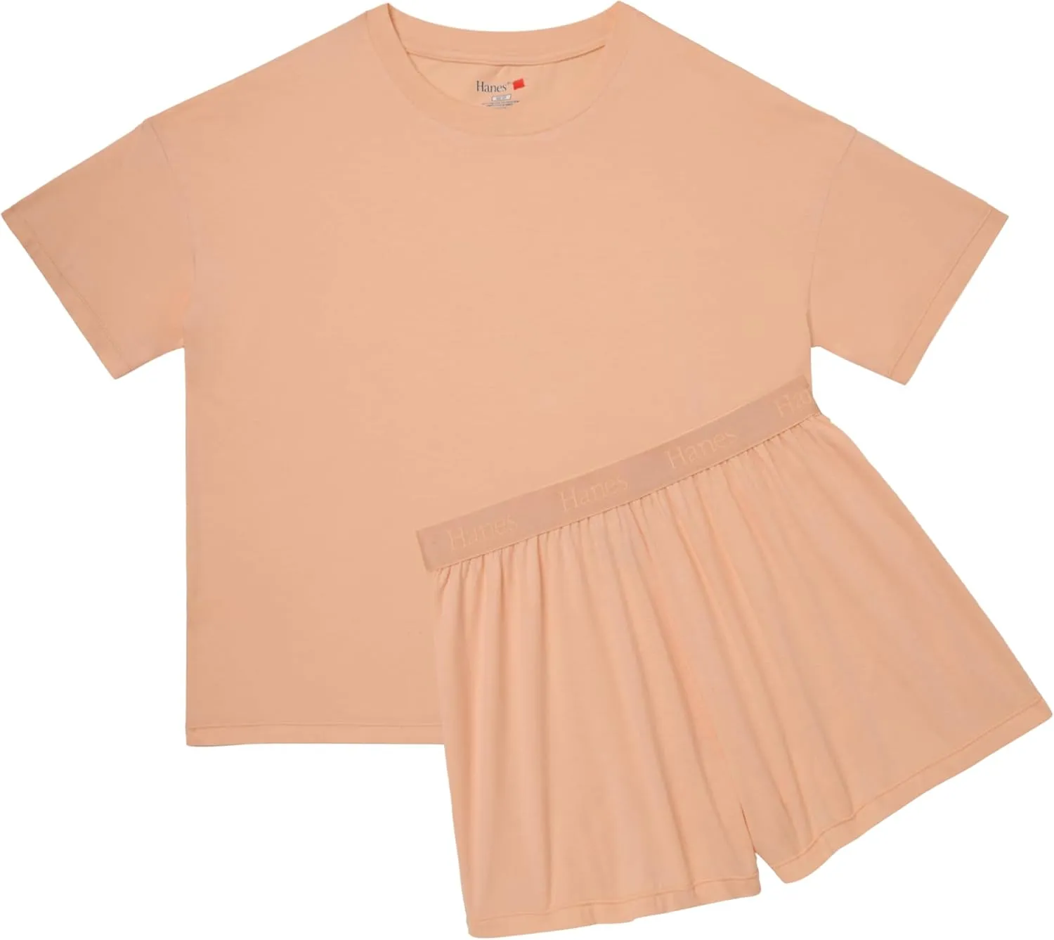 Hanes Women's Originals SuperSoft Comfywear 2 Piece Lounge Boxy T-Shirt & Sleep Shorts Loungewear Set