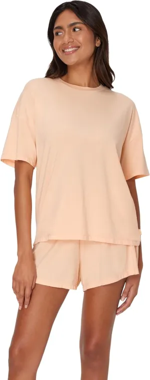 Hanes Women's Originals SuperSoft Comfywear 2 Piece Lounge Boxy T-Shirt & Sleep Shorts Loungewear Set