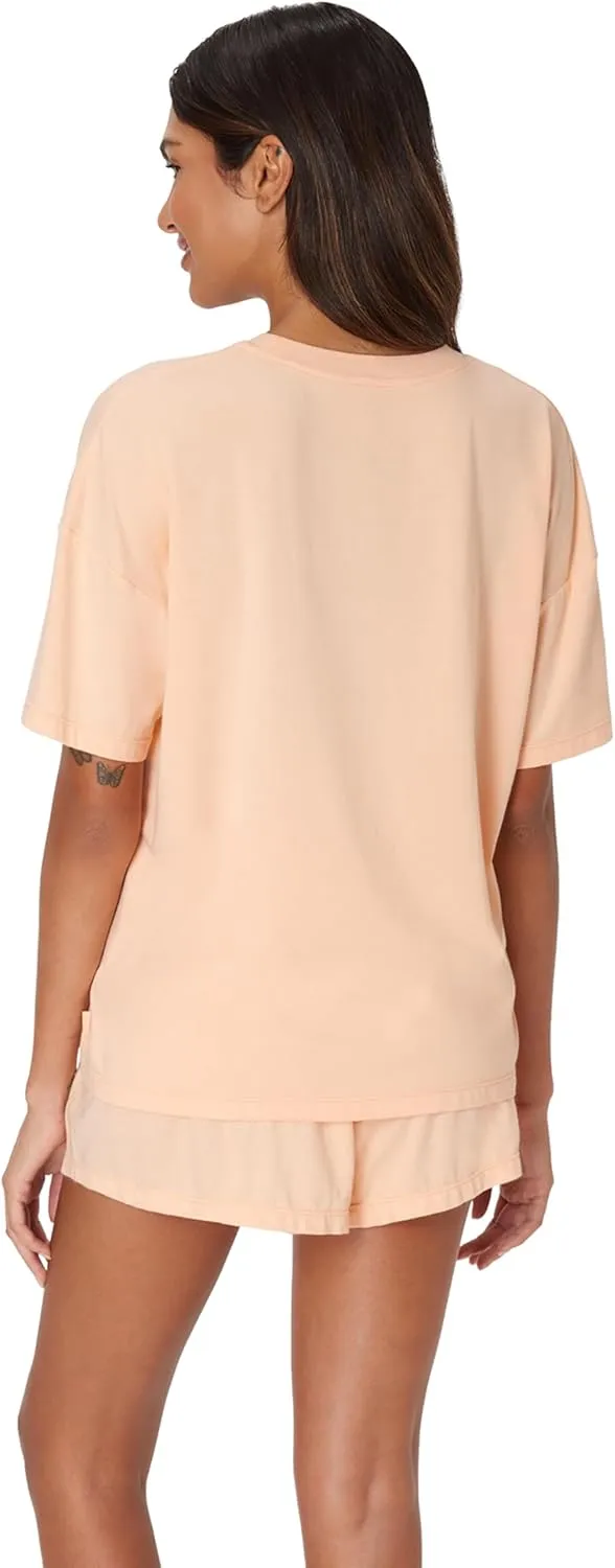 Hanes Women's Originals SuperSoft Comfywear 2 Piece Lounge Boxy T-Shirt & Sleep Shorts Loungewear Set