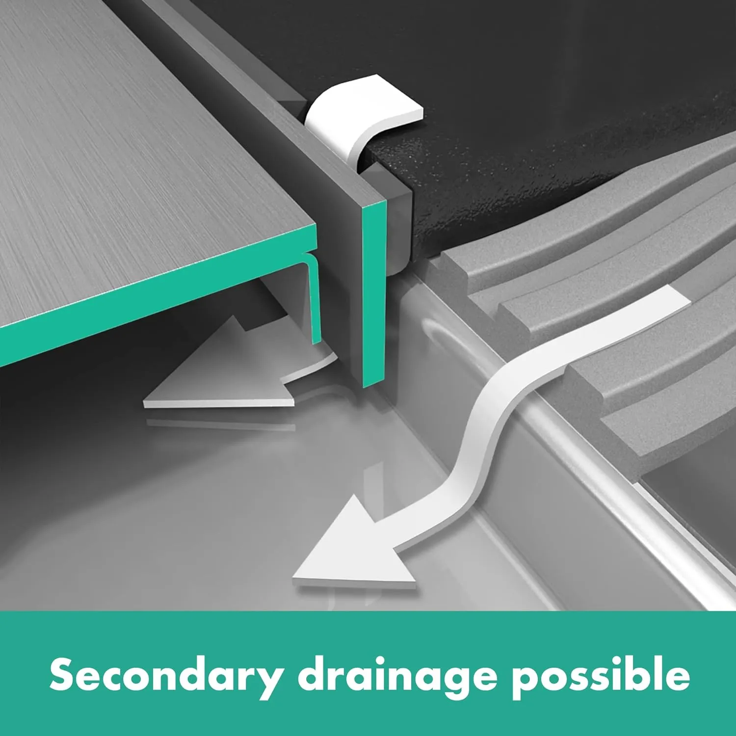 hansgrohe RainDrain Brilliance Square Shower Drain Set with Rough and Tileable Rear Cover in Matte Black, Stainless Steel Shower Floor Drain