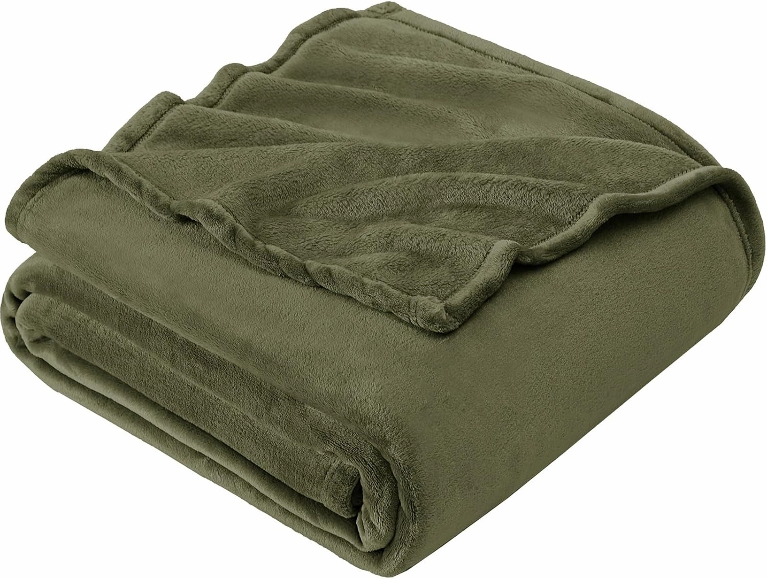 Hansleep Fleece Moss Green Full Blanket, Super Soft Flannel Fuzzy Plush Cozy Blanket for All Seasons, Moss Green, Full 84x90 Inches