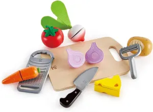 Hape Cooking Essentials Toy | Play Food Cutting Vegetables Set for Kids, Wooden Food Kitchen Accessory Toys