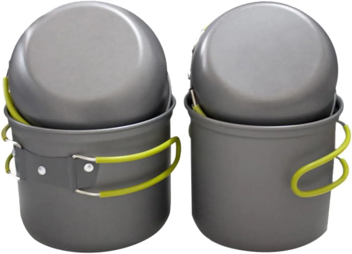 Happyyami 1Set Handle Camping Cookware Lightweight Outdoor Cooking Pot for Hiking Picnic Backpacking Durable for People
