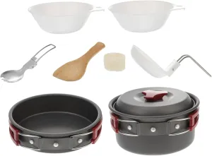 Happyyami Camping Cooking Pot Set Lightweight Portable Stove Aluminum Cookware Set for Hiking Picnic Outdoor Cooking