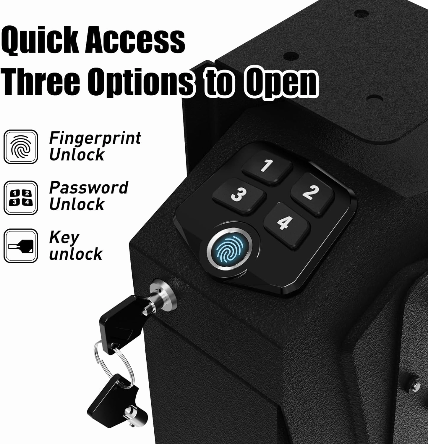 HARDROCK Gun Safe for Pistols, Biometric Wall Mounted Handgun Safe Box for Desk, Bedside,Truck，Drop Down Quick Access Security Safe with Fingerprint Keypad Lock for Home nightstand