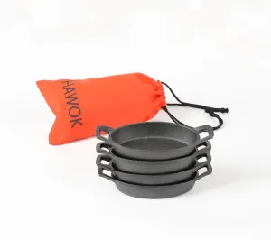 HAWOK Cast Iron Mini Oval Serving Dishes with a Storage Bag, Oval-shaped Casserole Dishes, 4 PCS