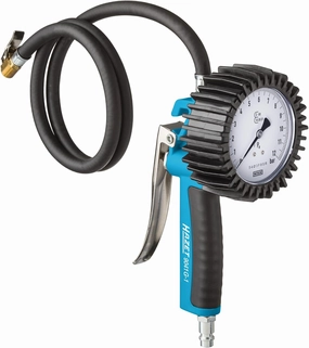 HAZET tire pressure gauge 9041G-1 I Calibrated, readable, pressure gauge measuring range: 0-145 psi, hose length: 100cm/39.37 inches, pressure gauge diameter: 3.15 inches I Tire pressure gauge for car