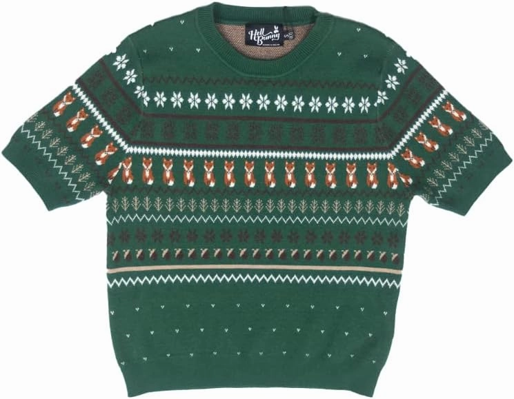 Hell Bunny Vixey Jumper Fox Knitted 50's 60's Vintage Retro Pinup Short Sleeve