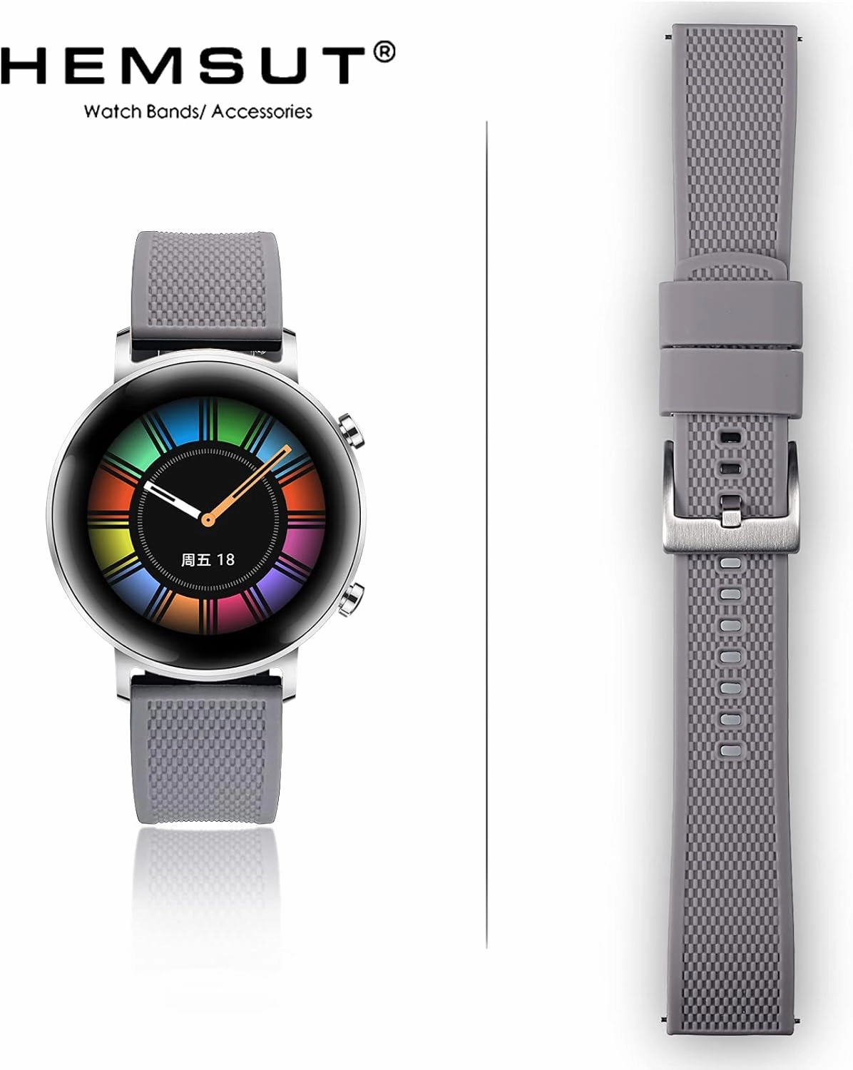 Hemsut Silicone Watch Bands, 18mm 20mm 22mm Quick Release Rubber Watch Strap for Men Women Soft Replacement, 10 Colors for Choose