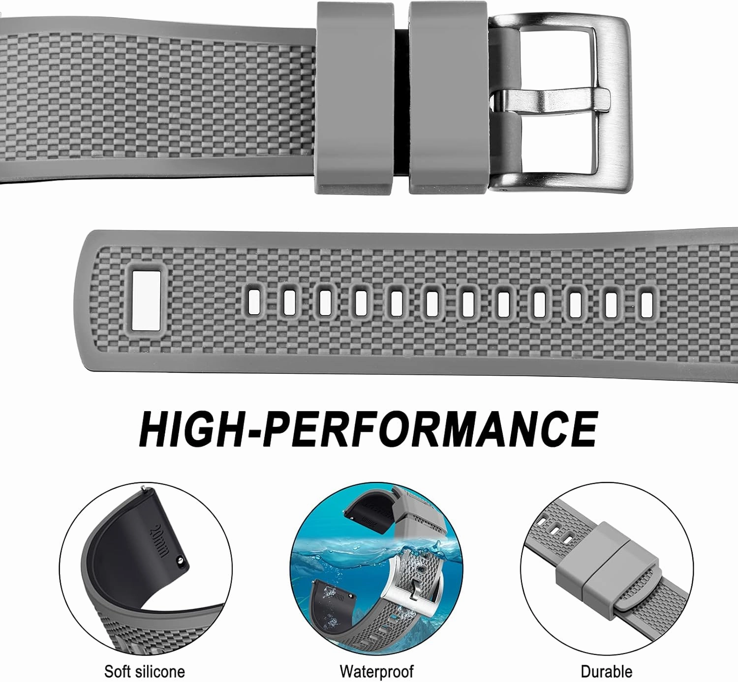 Hemsut Silicone Watch Bands, 18mm 20mm 22mm Quick Release Rubber Watch Strap for Men Women Soft Replacement, 10 Colors for Choose