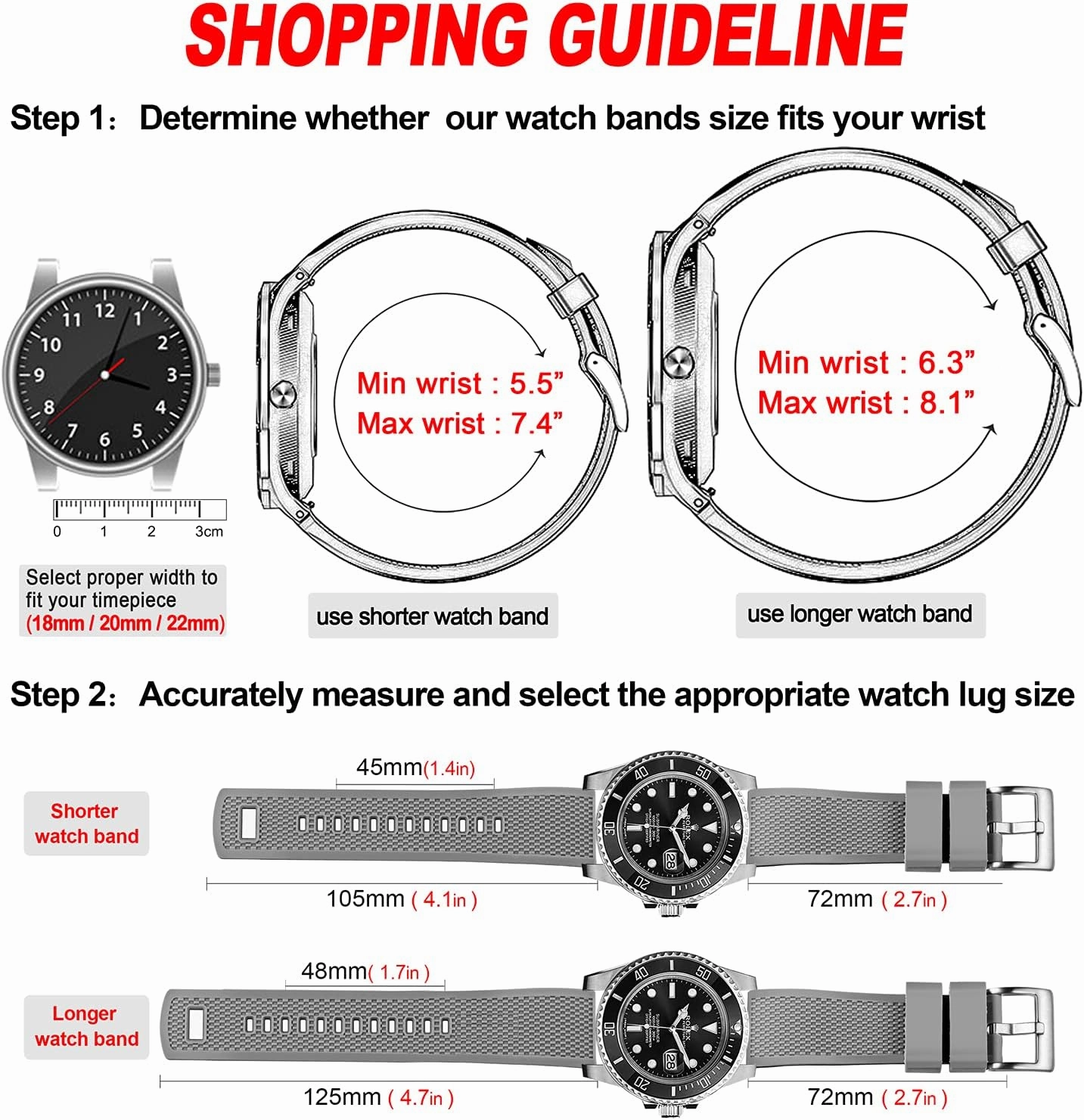 Hemsut Silicone Watch Bands, 18mm 20mm 22mm Quick Release Rubber Watch Strap for Men Women Soft Replacement, 10 Colors for Choose
