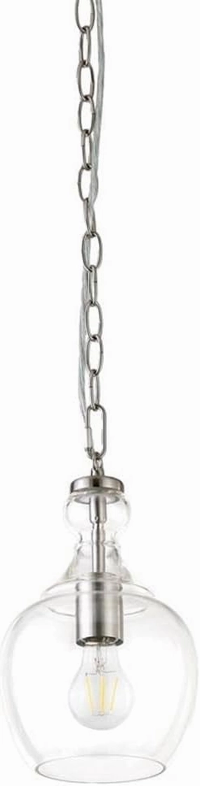 Henn&Hart 7" Wide Pendant with Glass Shade in Brushed Nickel/Clear, Pendant, Flush Mount Ceiling Light Fixture for Kitchen, Living Room