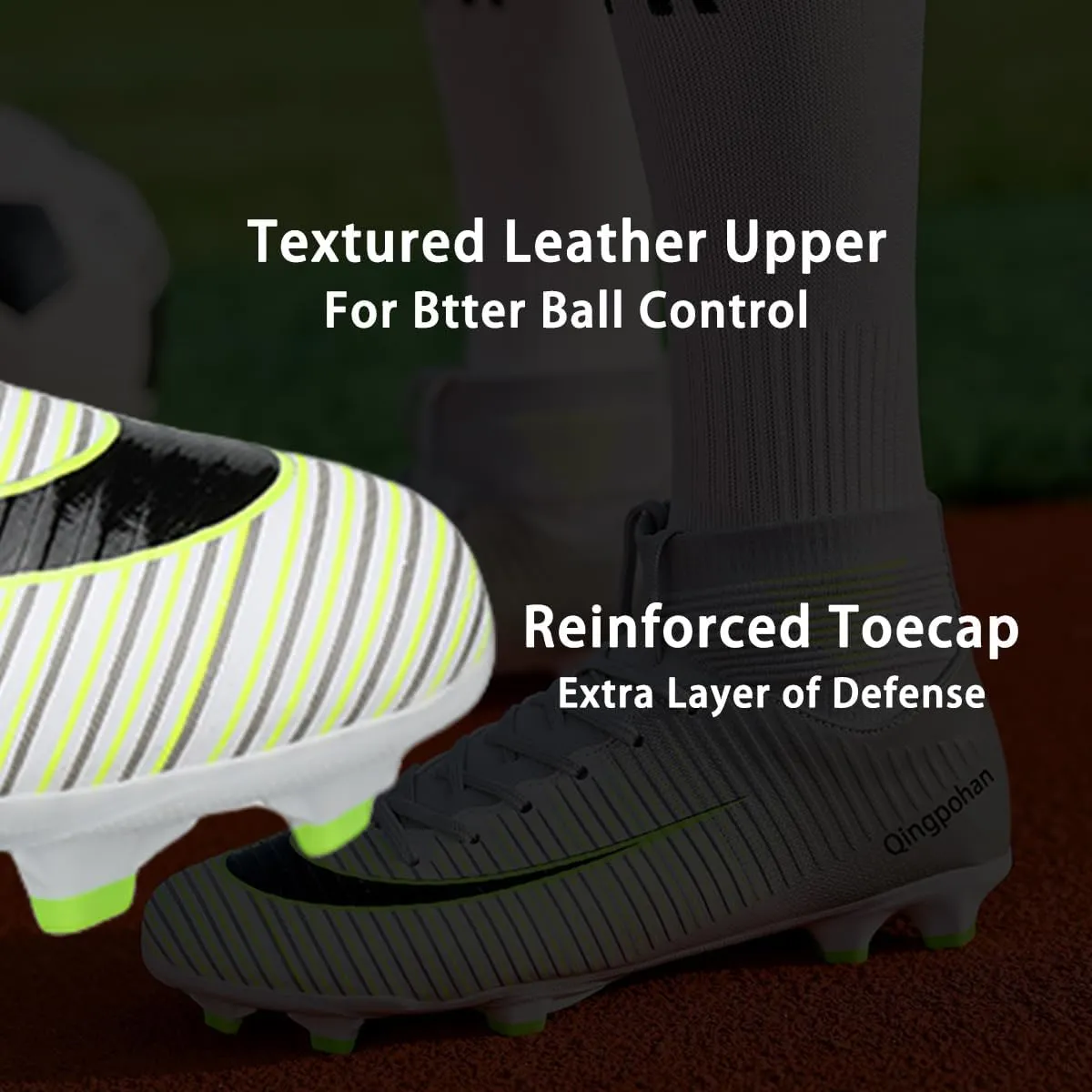 HESBITEUL Soccer Cleats Firm Ground: Lightweight FG Football Shoes