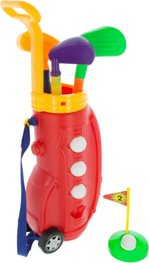 Hey! Play! Toddler Toy Golf Play Set with Plastic Bag, 2 Clubs, 1 Putter, 4 Balls, Putting Cup Indoor or Outdoor Use for Toddlers Boys and Girls
