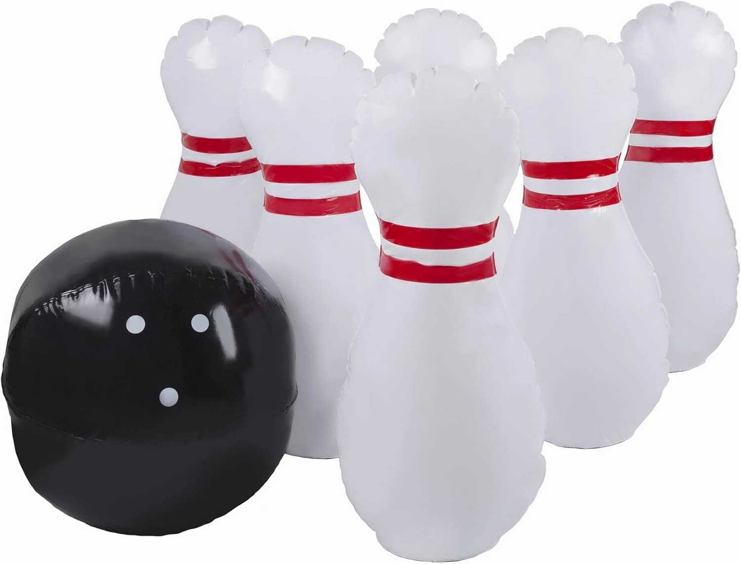 Hey! Play! Kids Giant Bowling Game Set - Inflatable Jumbo Bowling Pins and Ball for Outdoor and Indoor Use, for Children and Adults , White