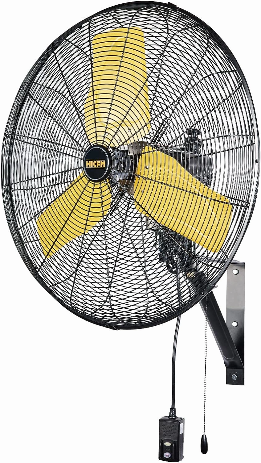 HiCFM 24" Oscillating Wall Fan, 8900 CFM High Velocity Industrial Wall Mounted Heavy Duty Shop Fans with 3 Speed Settings 80° Oscillation for Outdoor Commercial Garage Warehouse workshops Factory