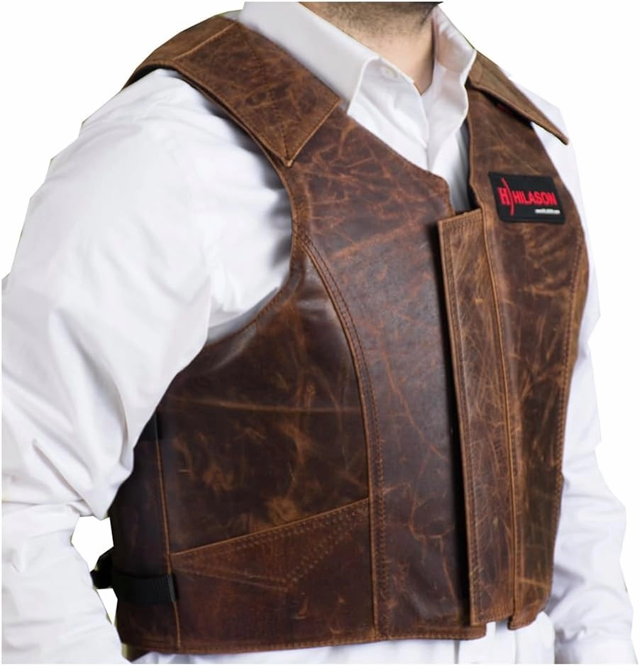HILASON Equestrian Bull Riding Rodeo Safety Vest Protective Leather