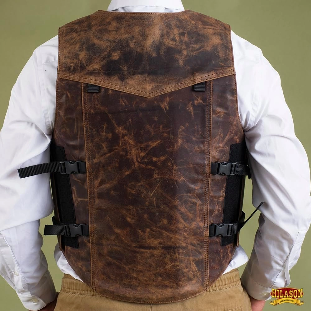 HILASON Equestrian Bull Riding Rodeo Safety Vest Protective Leather