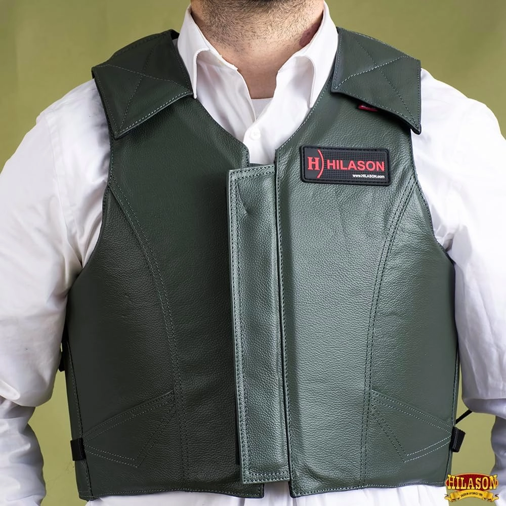 HILASON Equestrian Bull Riding Rodeo Safety Vest Protective Leather