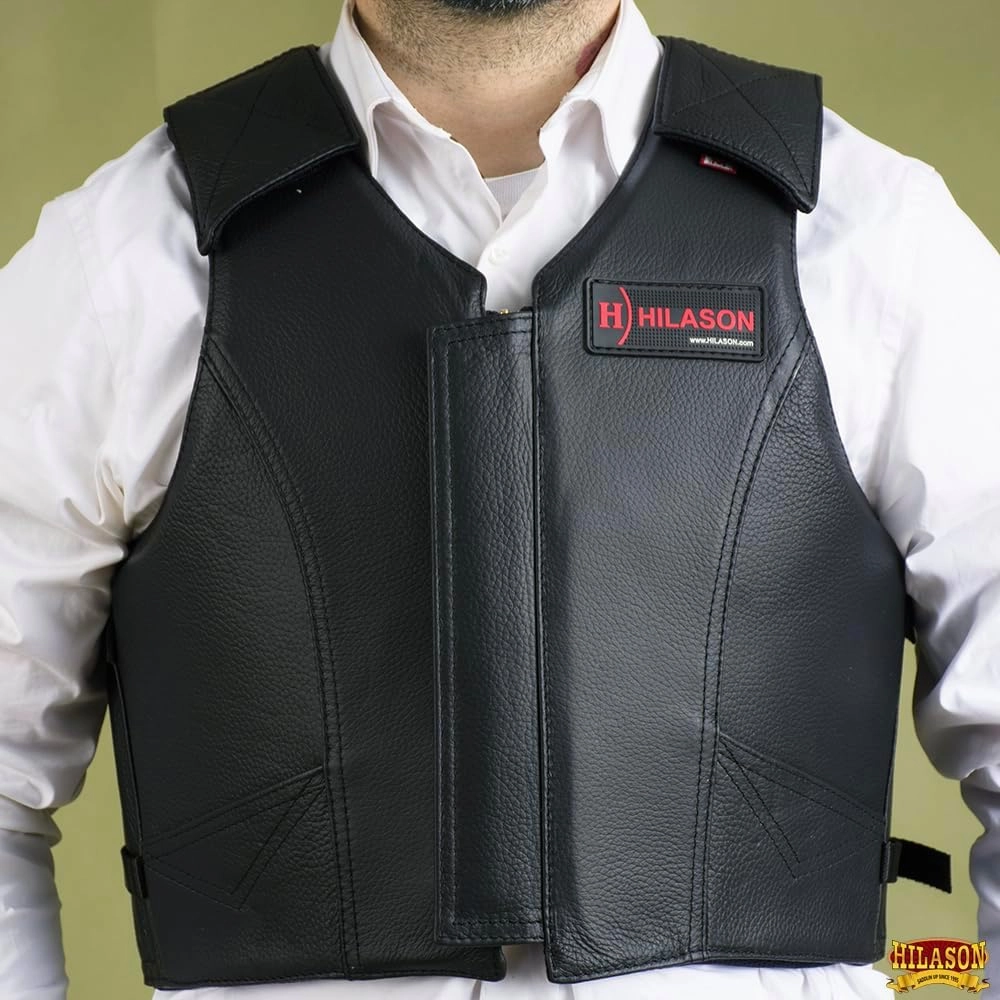 HILASON Equestrian Bull Riding Rodeo Safety Vest Protective Leather
