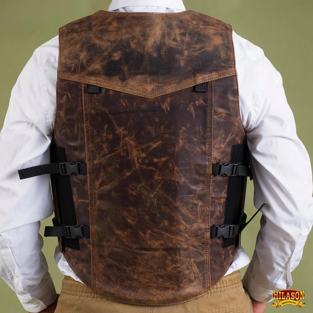 HILASON Equestrian Bull Riding Rodeo Safety Vest Protective Leather
