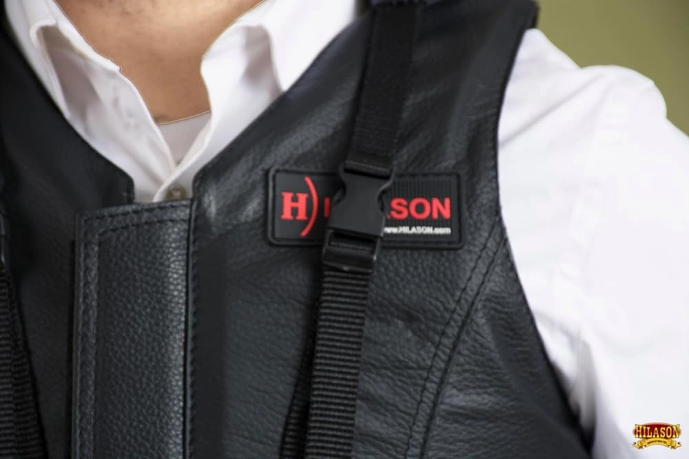 HILASON Safety Tall Collar Bull Riding Vest Protective Leather Black |Equestrian Protective Vest |Unisex Vest |Rodeo Vest