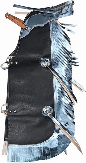 HILASON Western Leather Kids Junior Youth Pro Rodeo Bull Riding Chaps Black | Bull Riding Chaps | Western Chaps Leather