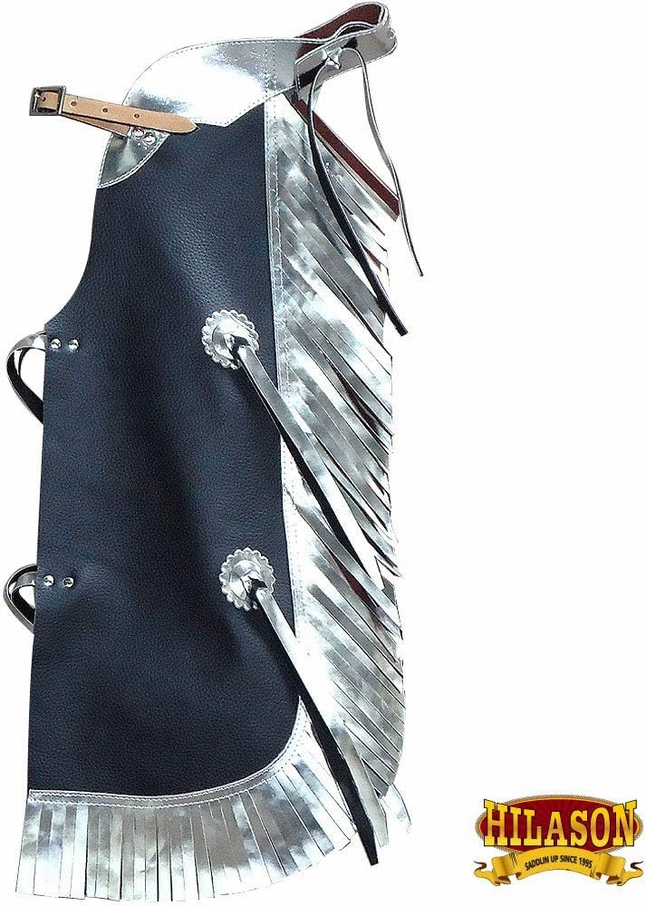 HILASON Western Leather Kids Junior Youth Pro Rodeo Bull Riding Chaps Black | Bull Riding Chaps | Western Chaps Leather