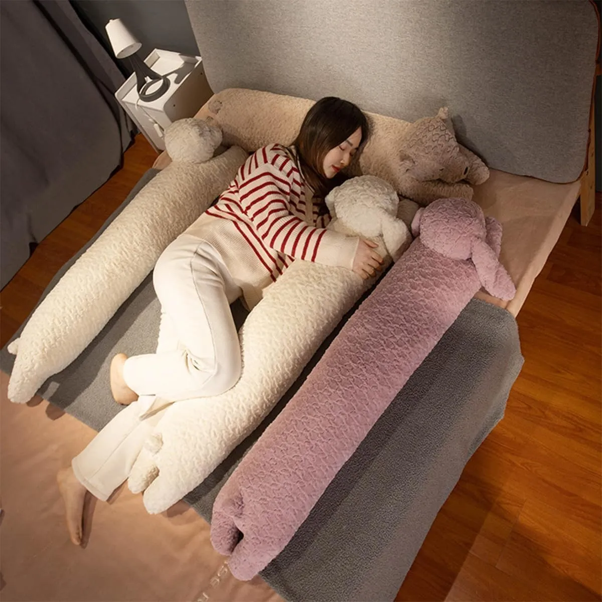 Hofun4U Rabbit Plush Pillow, Rabbit Stuffed Animal, Rabbit Plush Long Body Pillow for Kids Adults (White,35 inch)