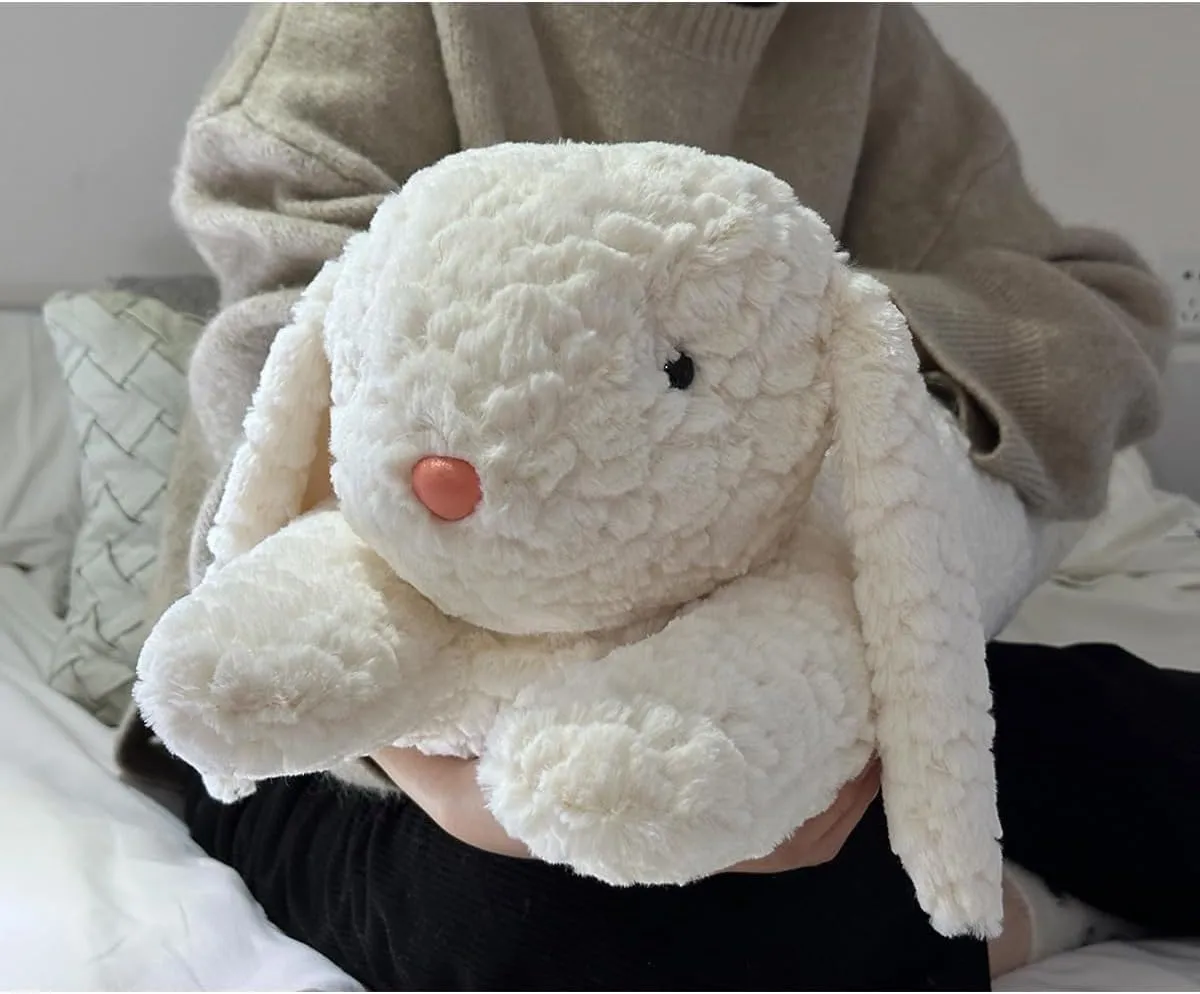 Hofun4U Rabbit Plush Pillow, Rabbit Stuffed Animal, Rabbit Plush Long Body Pillow for Kids Adults (White,35 inch)