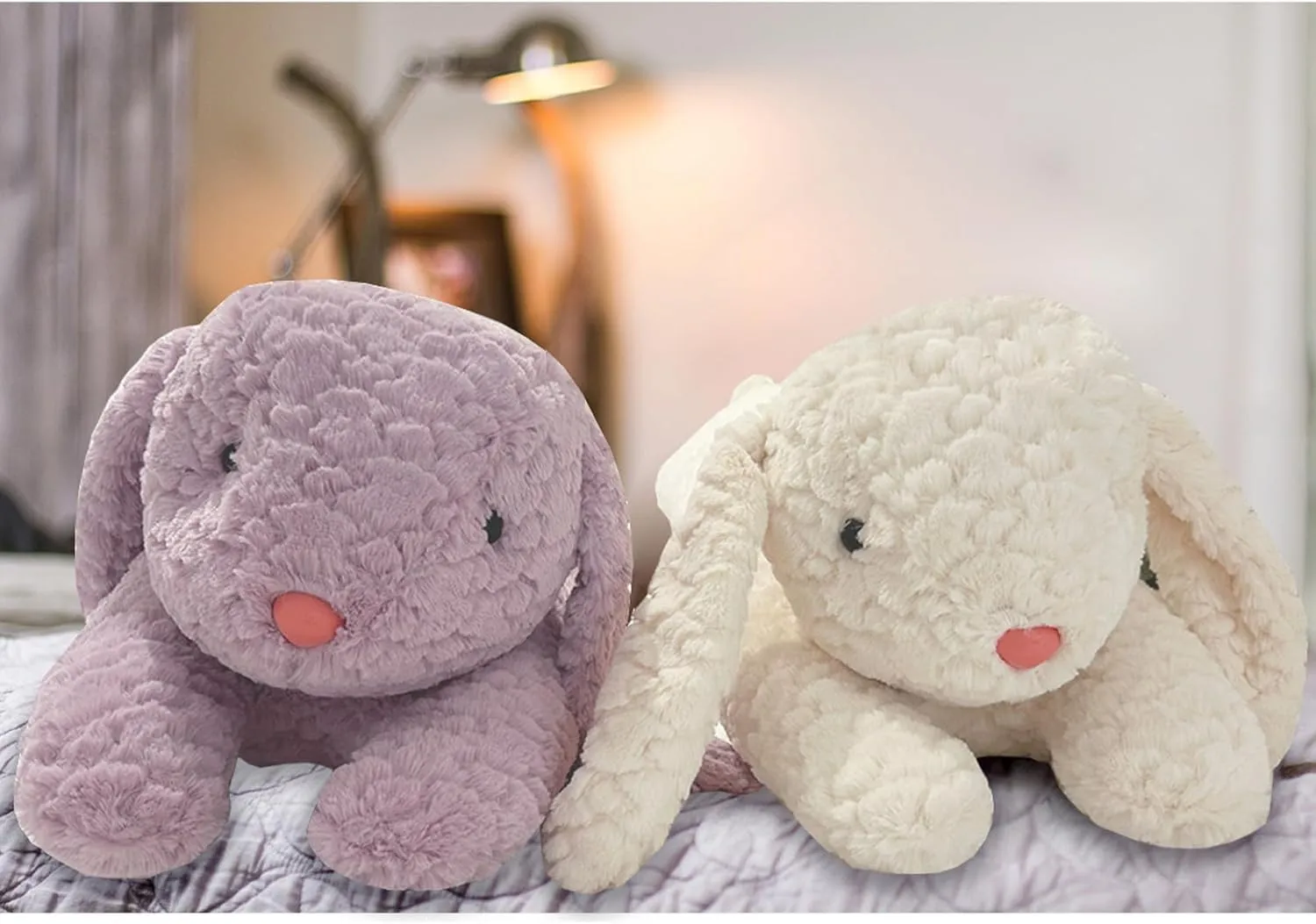 Hofun4U Rabbit Plush Pillow, Rabbit Stuffed Animal, Rabbit Plush Long Body Pillow for Kids Adults (White,35 inch)