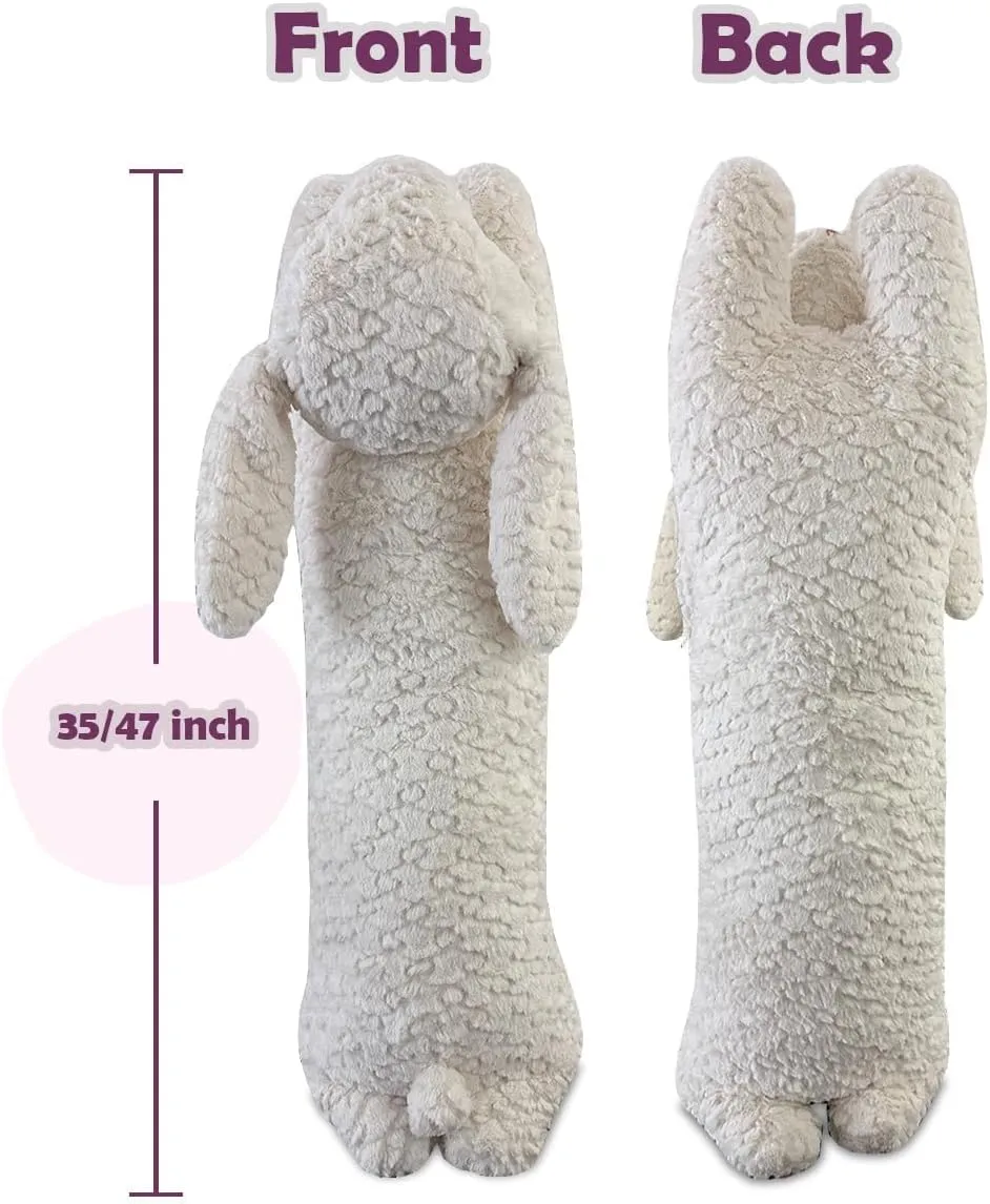 Hofun4U Rabbit Plush Pillow, Rabbit Stuffed Animal, Rabbit Plush Long Body Pillow for Kids Adults (White,35 inch)