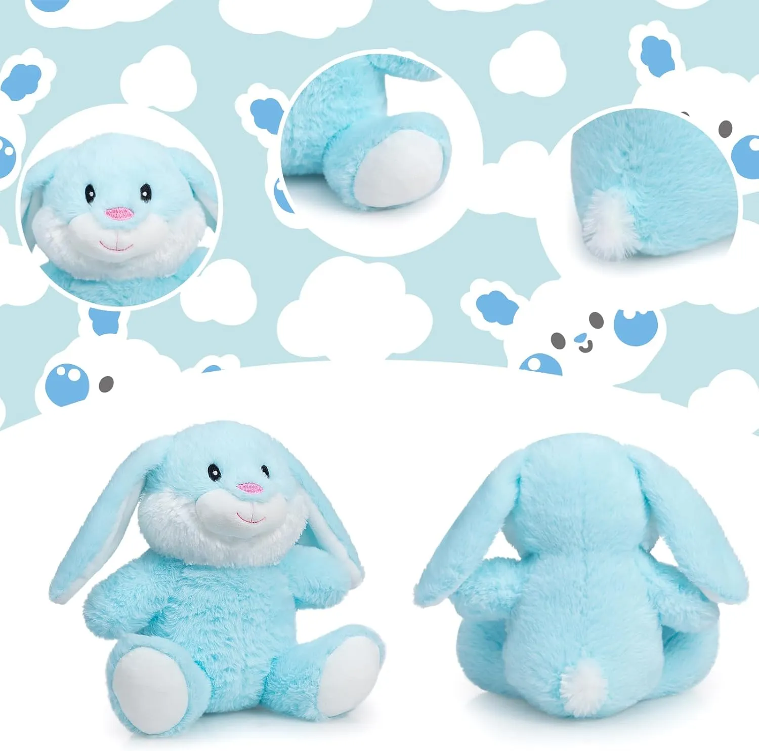 HollyHOME Bunny Stuffed Animal, Easter Bunny Plush Toys, Soft and Cuddly Stuffed Rabbit Easter Gift for Kids Baby Girls 10 inch Powder Blue