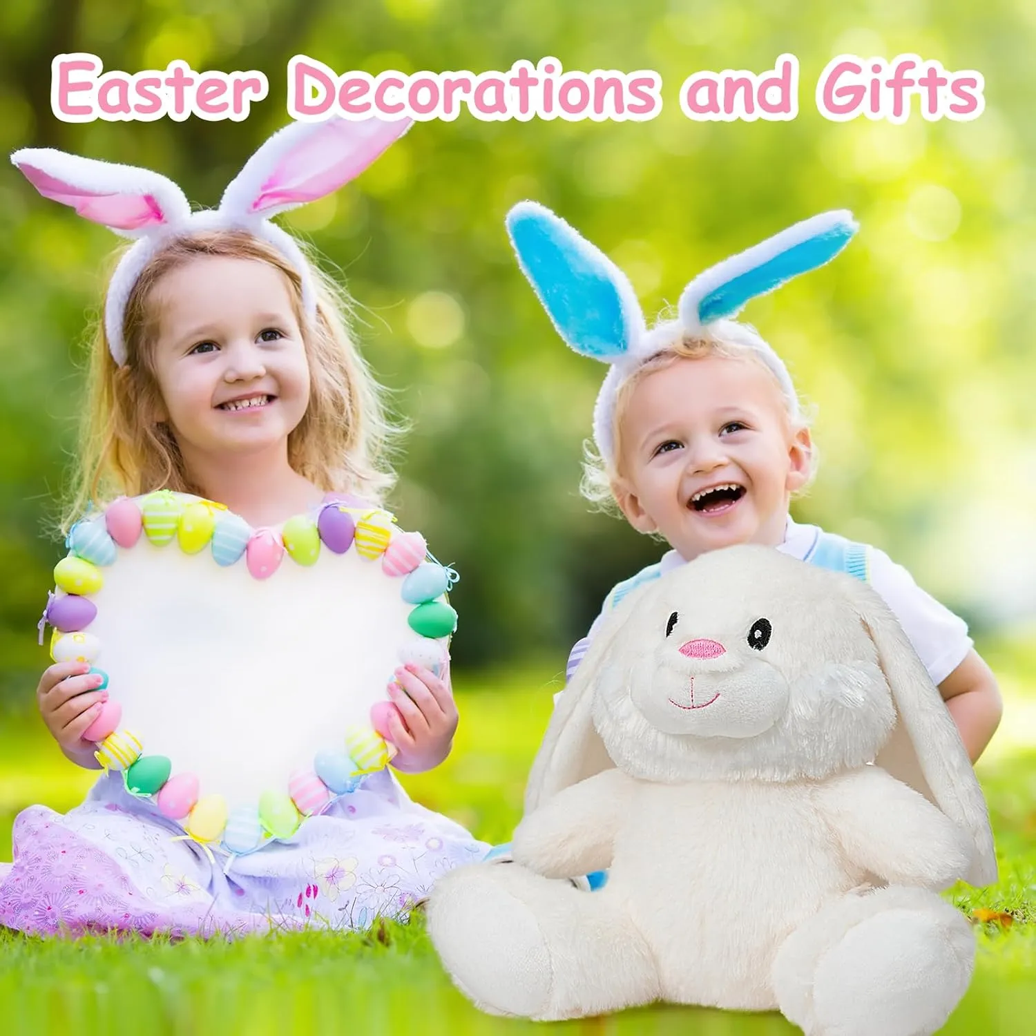HollyHOME Bunny Stuffed Animal, Easter Bunny Plush Toys, Soft and Cuddly Stuffed Rabbit Easter Gift for Kids Baby Girls 10inch White