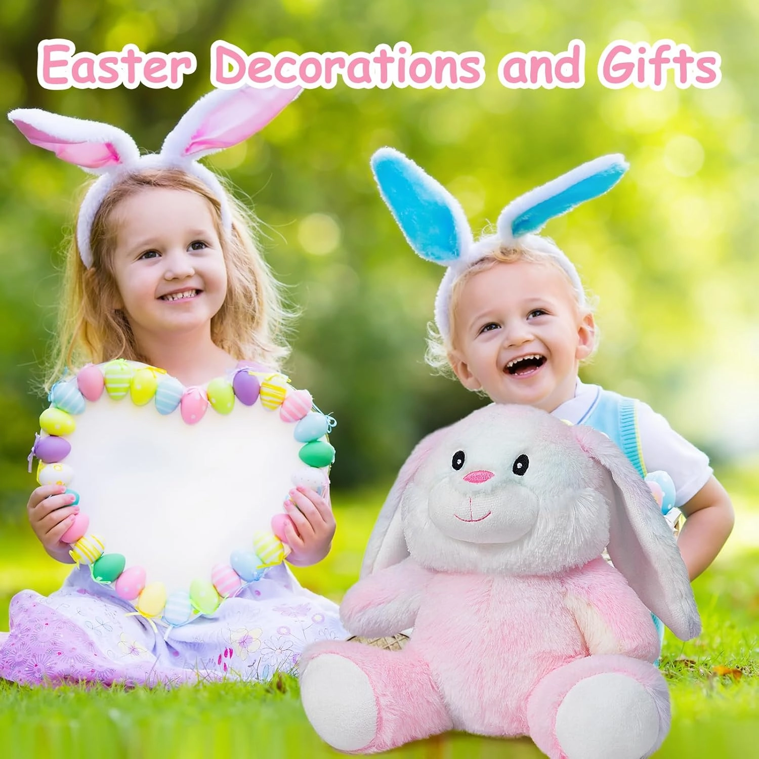 HollyHOME Bunny Stuffed Animal, Easter Bunny Plush Toys, Soft and Cuddly Stuffed Rabbit Easter Gift for Kids Baby Girls 10inch Rainbow