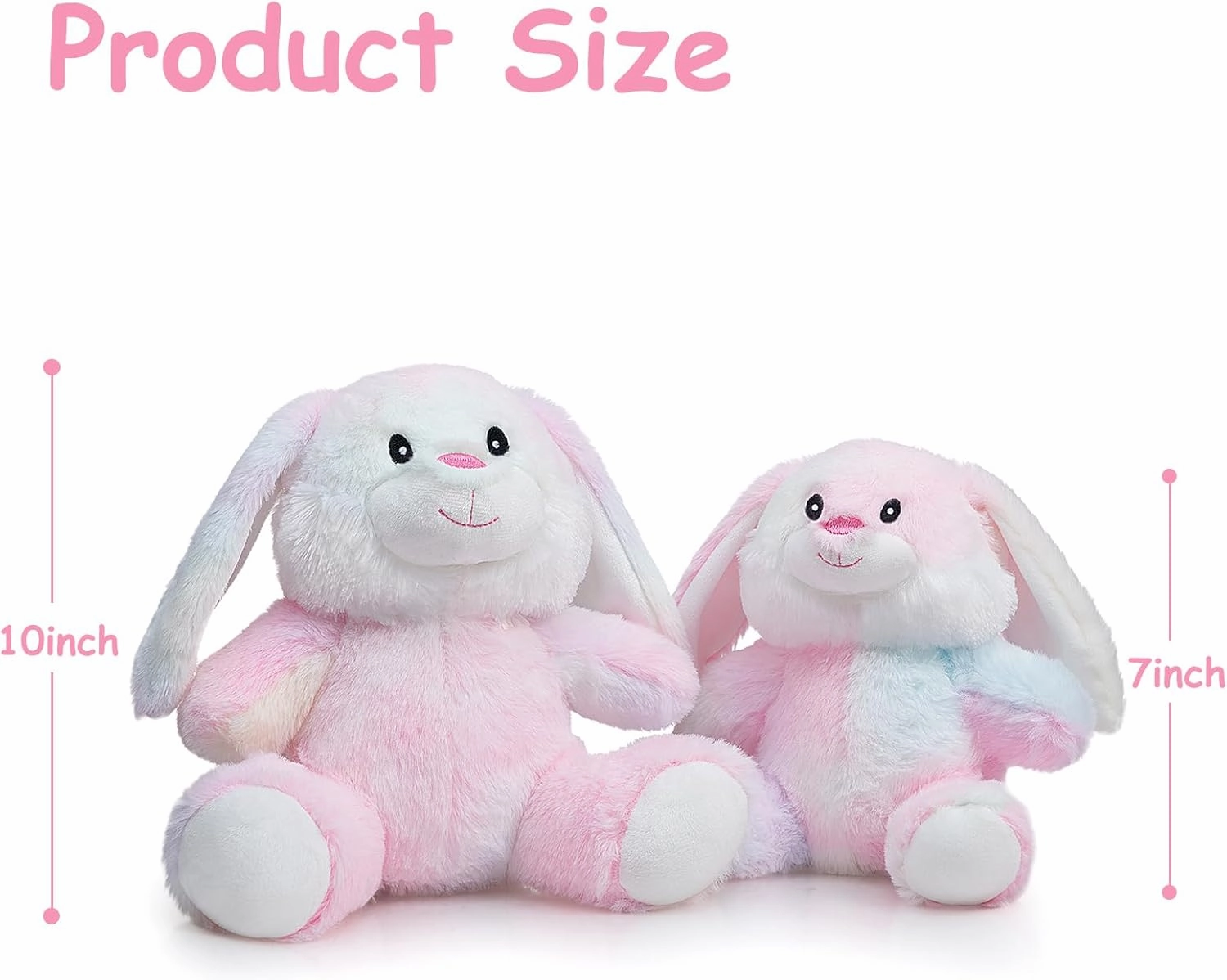 HollyHOME Bunny Stuffed Animal, Easter Bunny Plush Toys, Soft and Cuddly Stuffed Rabbit Easter Gift for Kids Baby Girls 10inch Rainbow