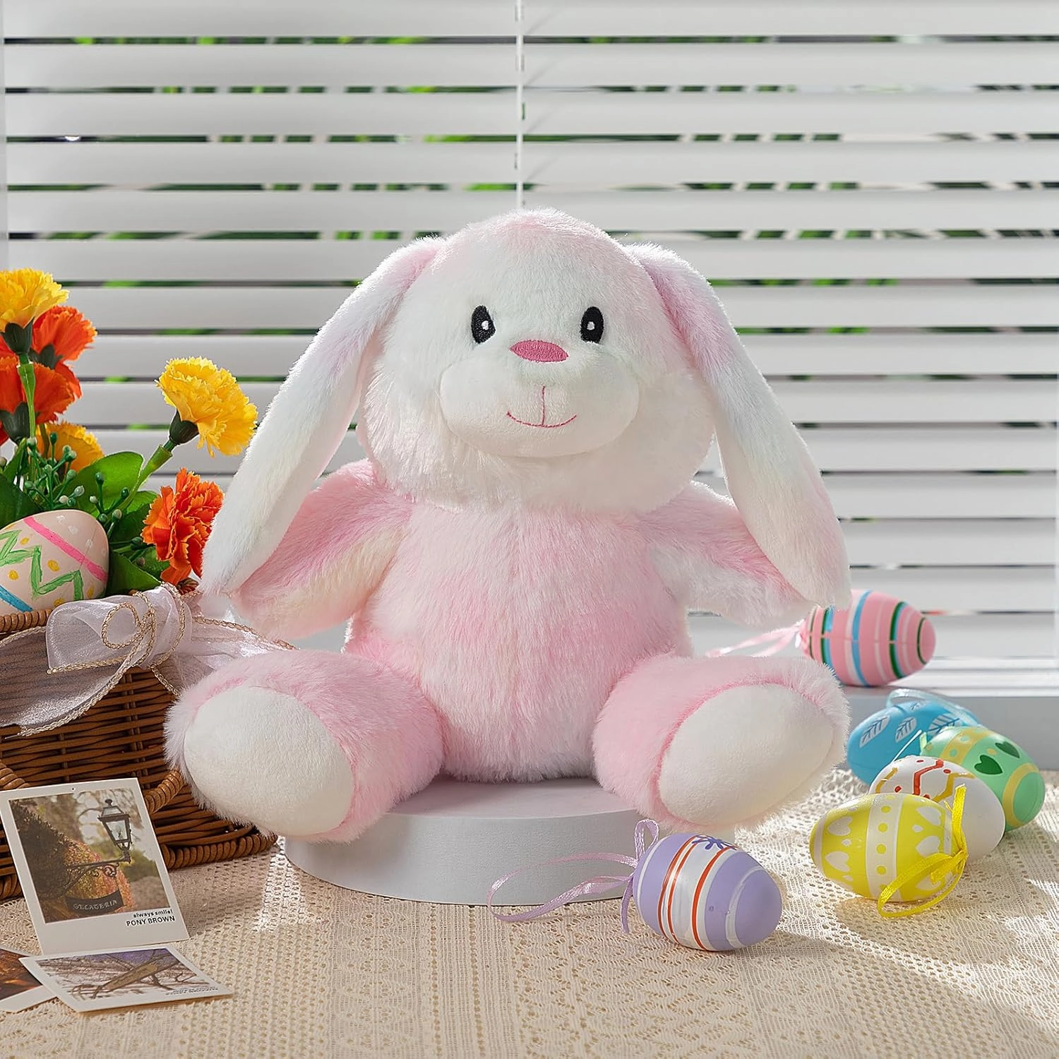 HollyHOME Bunny Stuffed Animal, Easter Bunny Plush Toys, Soft and Cuddly Stuffed Rabbit Easter Gift for Kids Baby Girls 10inch Rainbow