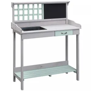 Homcom 36" Wooden Potting Table With Drawer, Grey