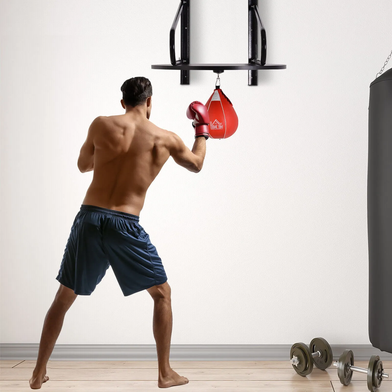HOMCOM Wall-Mounted Punching Ball Platform – Adjustable Height Speed Bag Training Set