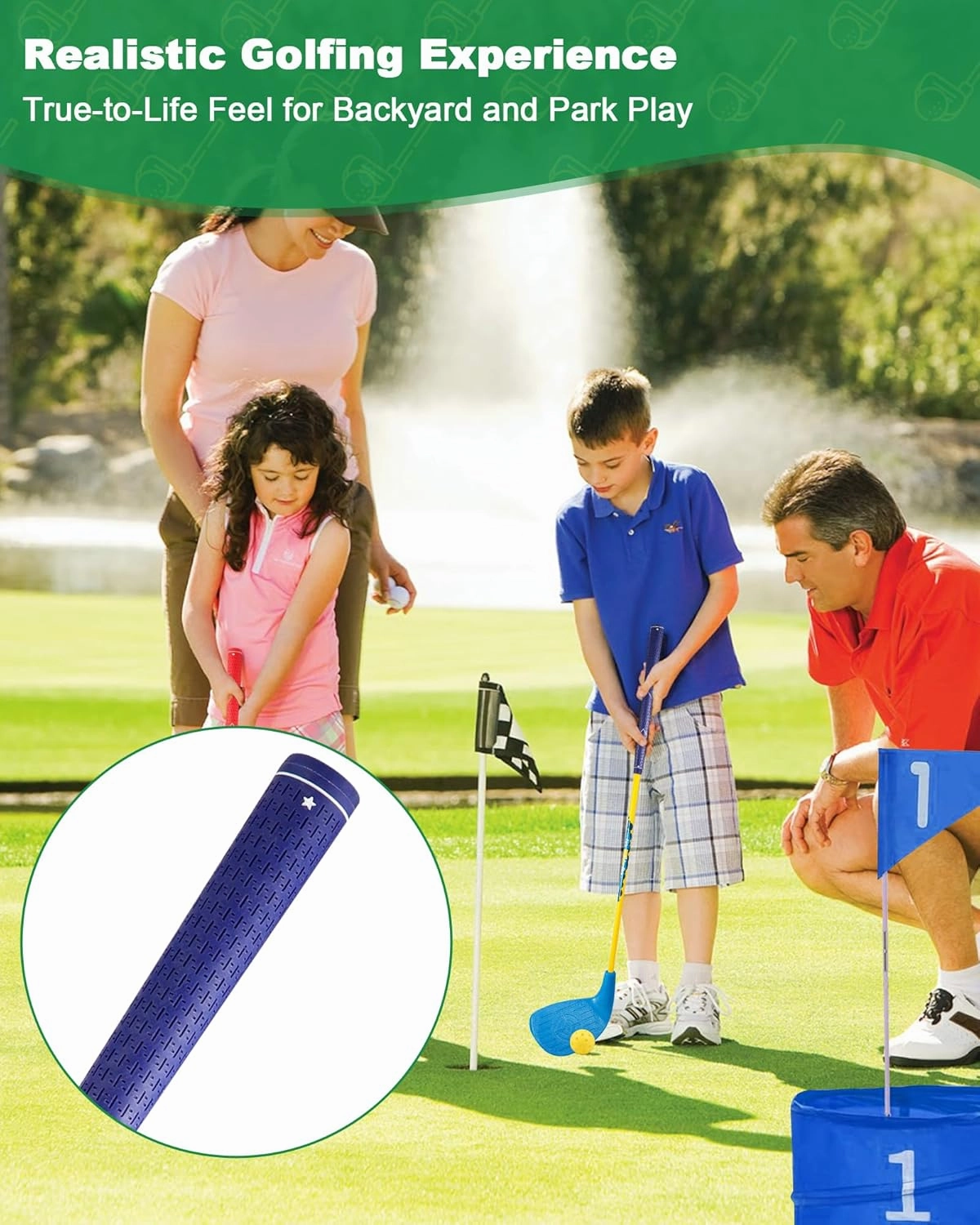 HOTWIND Backyard Golf Game Clubs 2 Pack with 5”x 3.5” Oversize Heads and 28” Lightweight Carbon Shaft for Kids Play Outdoor Golf Yard Game in Grass Parks and Yards Hit Plastic and Foam Balls