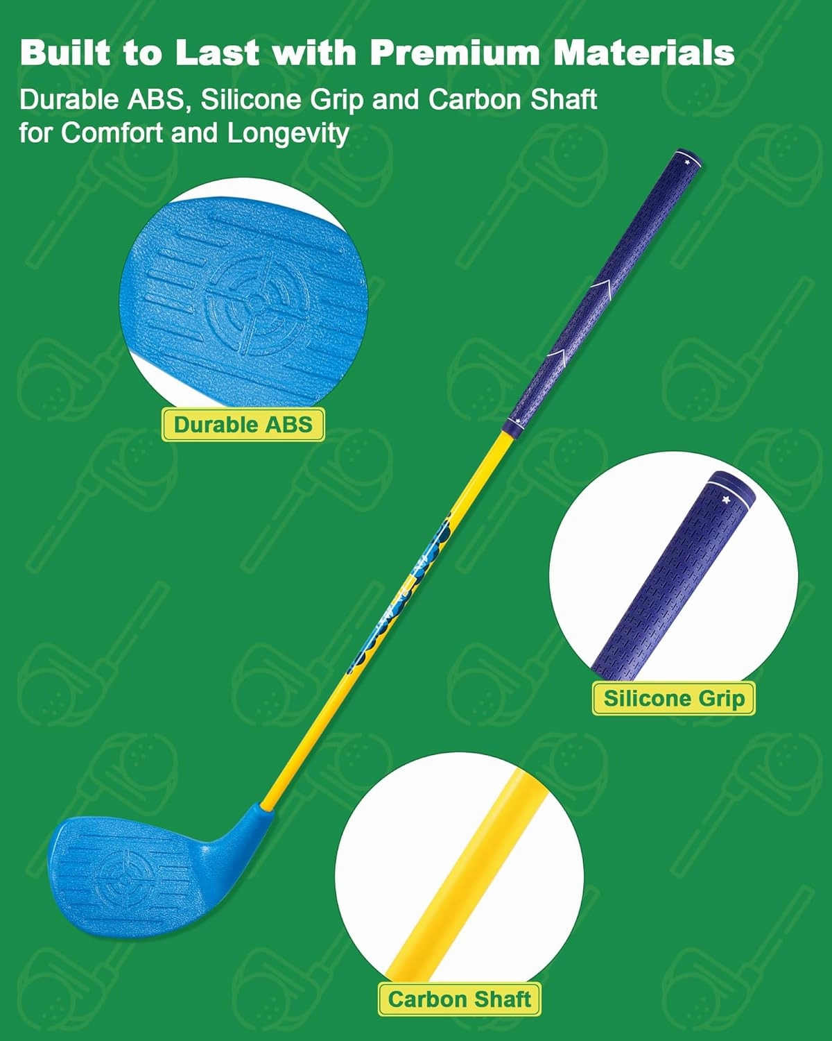 HOTWIND Backyard Golf Game Clubs 2 Pack with 5”x 3.5” Oversize Heads and 28” Lightweight Carbon Shaft for Kids Play Outdoor Golf Yard Game in Grass Parks and Yards Hit Plastic and Foam Balls