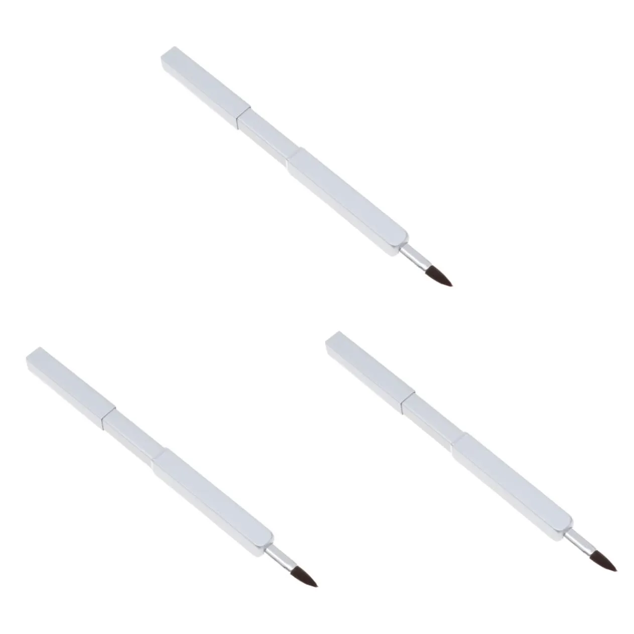 Housoutil 3pcs Durable Metal Tube Retractable Lip Brush Silky Nylon Fiber for Travel Makeup on The Go
