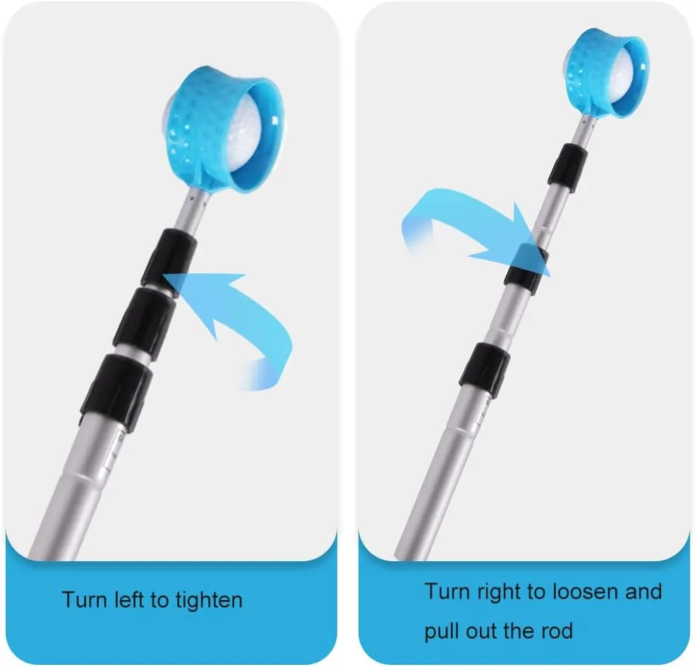 HOW TRUE Golf Ball Retriever, 12ft 15ft 18ft Aluminum Alloy Golf Ball Retriever Telescopic for Water Golf Ball Picker Grabber Golf Accessories Golf Gift