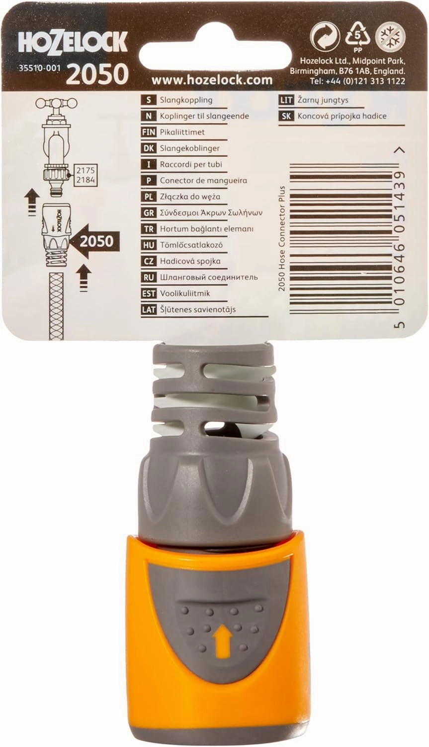 Hozelock - Hose Connector Plus ø 12.5mm - 15mm (1/2"- 5/8") Soft Touch : Watertight, Non-Slip, Flexible Connector Prevents Twisting, Swelling and Leaks [2050P0000]