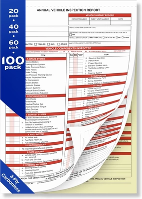 HQ Annual Vehicle Inspection Report Form - 3-Ply Carbonless, 8.5" x 11.75", Snap-Out Format - 100-Pack