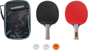HUDORA Tischtennisset Tournament/Game/Match - Tischtennisschläger   Bälle - Mit Tasche - Für Anfänger und Profis Indoor & Outdoor