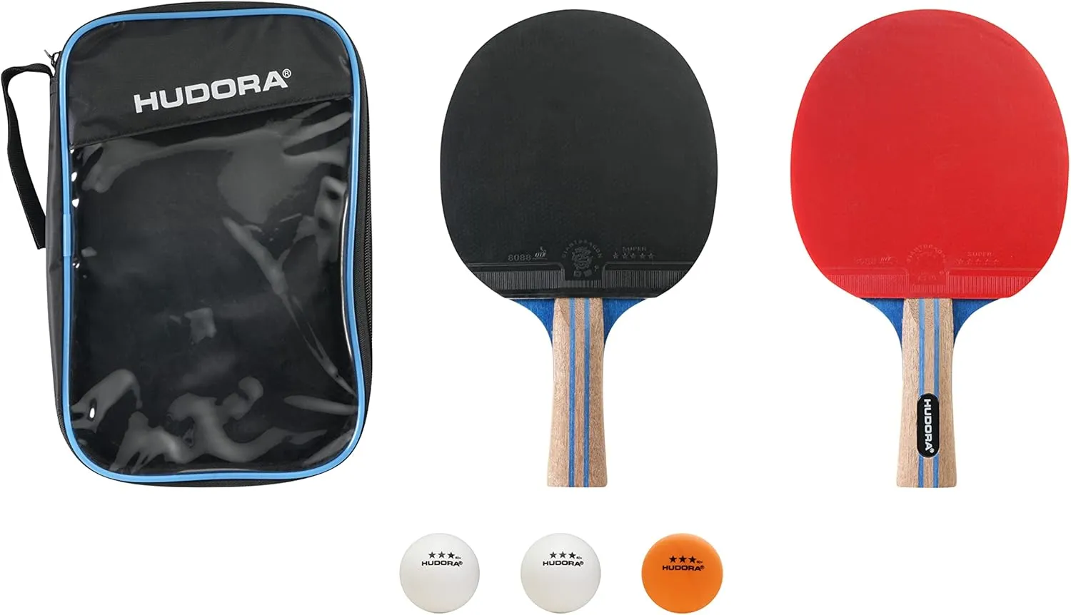 HUDORA Tischtennisset Tournament/Game/Match - Tischtennisschläger   Bälle - Mit Tasche - Für Anfänger und Profis Indoor & Outdoor