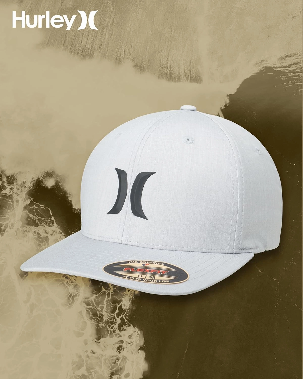 Hurley Men's Baseball Cap - Stretch Fit Lightweight Curved Bill Icon Weld Fitted Baseball Hat for Men (Sizes: S-M, L-XL)