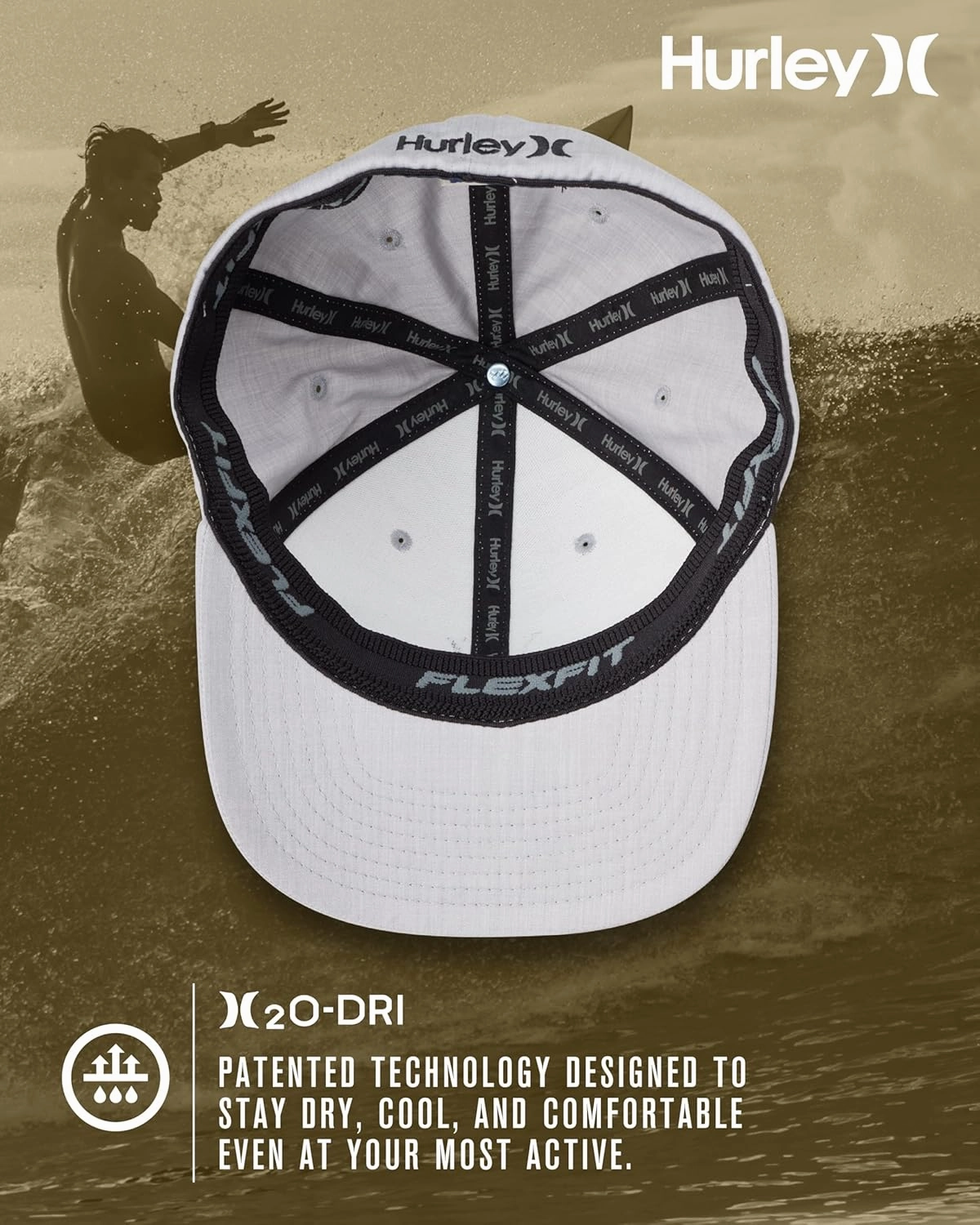 Hurley Men's Baseball Cap - Stretch Fit Lightweight Curved Bill Icon Weld Fitted Baseball Hat for Men (Sizes: S-M, L-XL)