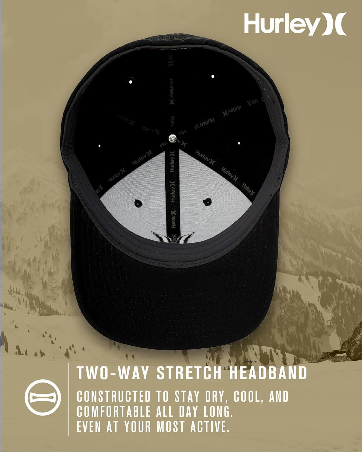 Hurley Men's Caps - One and Only Flex Fit Black Trucker Baseball Cap For Men